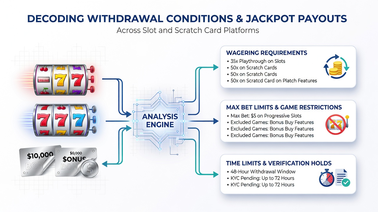 Digital scratch card interface showing a winning ticket and withdrawal processing screen